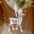 Clear acrylic reindeer Christmas ornament with silver glitter accents on pine branch - Standing Reindeer