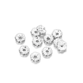 Silver flower-shaped rondelle spacer beads with textured metal finish for jewelry DIY - 4mm / Wave Silver