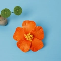 Realistische orangefarbene Hibiskus-Haarklammer für Strandurlaube und florales Styling - Nur Blütenkopf / Orange