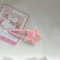 Pink double-layered star hair clip for girls with Y2K dopamine styling and metal base - Pink Double Layer Star Clip