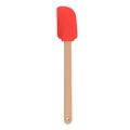 Red heart-shaped silicone spatula with beech wood handle and hanging hole for kitchen - Plain Style / Red