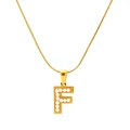 Collier chaîne serpent dorée avec pendentif lettre F serti de perles pour femme - Lettre F (SP723G-F)