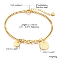 Goldenes Edelstahlarmband mit zwei runden Anhängern und verstellbarer Herzkette für Damen - BR-936G (Doppelte Runde Scheibe) / Gold