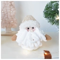Detail der handgefertigten Strick-Weihnachtsmannfigur mit weicher Wolle und Festtagsdeko - Plüsch-Stil - Weihnachtsmann