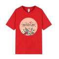 Red cotton T-shirt featuring a circular Mother's Day print with a comfortable round neck - XS / Tops / Red (Happy Mother's Day Floral Print)