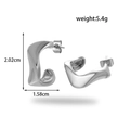 Polished silver stainless steel twisted C-shaped hoop earrings with butterfly backs - Silver Twisted C-Shape