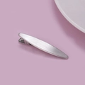 Minimalist silver matte alloy duckbill hair clip on a soft pink background - Silver (C6407)