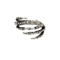 Vintage Silberner Drachenkrallen Ring im oxidierten Gothic Stil mit offener Form - Einstellbar Offen / Antiksilber