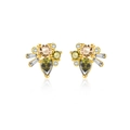Luxurious S925 silver stud earrings with olive green pear-shaped gems and gold finish - 925 Silver / 18K Gold Olive Green