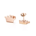Boucles d'oreilles couronnes en or rose pour femmes en acier inoxydable poli - Forme de Couronne Or Rose (KE89958-K)
