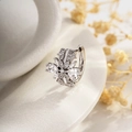 Elegant silver flower earrings with micro-set zircons on a white ceramic plate background - Silver (Single)