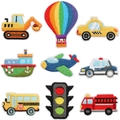 9-teiliges Set Cartoon-Stickereien mit Transportmitteln für Kinderbekleidung - 9er-Set (Fahrzeug Thema A)