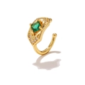 Ear cuff dorato con pietra a rombo verde geometrica e dettagli in zircone bianco - EGJ0142 Oro