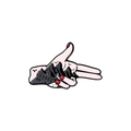 Creative enamel pin in hand gun shape featuring a mountain landscape and red nails - Creative Hand Landscape (XZ3016)