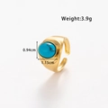 Verstellbarer goldener Edelstahlring mit einer polierten ovalen Türkis-Steineinlage - TR166-Matt Oval