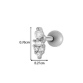 Silver geometric stud earring with clear zircon crystals measuring 0.76cm in height - Elongated Geometric (0180-5# Silver)