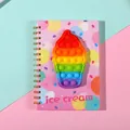 Rosa A5 Spiralnotizbuch mit Regenbogen-Pop-it-Eiscreme-Silikonspielzeug auf dem Cover - Eiscreme