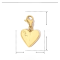 Technical drawing of a gold heart pendant with dimensions, weight and material specs - Gold LOVE Engraved Heart (YF123)