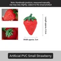 Lifelike artificial red PVC strawberry model with green leaves for display and decor - Strawberry-Dark Green Leaf