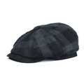 Berretto newsboy classico in velluto a coste nero e grigio scuro a quadri - Taglia unica / Nero