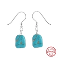 Elegantes pendientes de plata de ley S925 con piedras turquesas en gota - Platinado / Plateado