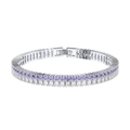 S925 sterling silver tennis bracelet with double row purple and clear zirconia stones - 2mm / Platinum Plated / 16.5cm