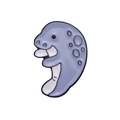 Cute lavender manatee enamel pin with ocean animal motif and glossy metal finish - Manatee Style (XZ8697)