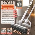 Spazzola a V per pavimenti da 27cm con testa rotante a 180 gradi in bianco e grigio - Manico 110cm 2 Sezioni + Testina 27cm + Scopa Magica + Clip per Mocio