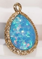Ciondolo a goccia d'oro con opale blu e bordo strutturato per creazione di gioielli DIY - Celeste (Goccia d'acqua)