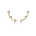 Elegant gold S925 silver ear crawlers featuring five sparkling white zircon crystals - MME767-2 Gold Curved Crawler