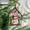 Ciondolo natalizio in legno a forma di casetta con pupazzo di neve e scritta XMAS - Pupazzo di Neve di Natale Stile