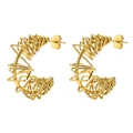 Elegant gold twisted wire C-shape stud earrings with a hollow geometric bird nest design - Geometric Hollow Entwined Gold