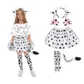 Detailed cow cosplay set with spotted skirt, headband, gloves, tail, and stockings - Medium Cow Skirt 5-Piece Set