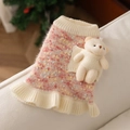Abito maglione lavorato a maglia rosa con orsetto 3D per piccoli cani e gatti - Taglia S / Maglione Vestito Rosa