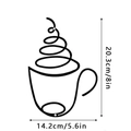 Minimalist black metal coffee cup wall art in 20.3x14.2cm wireframe design - Black Flat Iron Coffee Wall Hanging Style B / 20.3x14.2cm