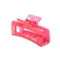 Detailansicht der rosa rechteckigen hohlen Haarklammer mit starker Metallfeder - 10.5CM-Rosa