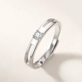 Silberner verstellbarer Paar-Ring mit Hohldesign und Mondstein-Kristallbesatz - Herrenstil (4978494327637)