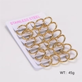 Detail von 12 Paar 2,5mm goldenen Edelstahl-Ohrringen mit Kabeldesign auf Karte - 12 Paare Set / Gold (Drahtdurchmesser 2.5mm/Innendurchmesser 16mm)