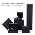 Coffrets bijoux premium en similicuir noir avec doublure velours pour bagues et colliers - Noir
