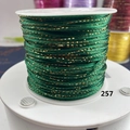 Green braided cord with gold thread on spool for DIY jewelry and bracelets - Emerald Green With Gold Thread (257)