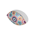 Ceramic Evil Eye decor with colorful geometric patterns and gold rim finish - Morocco Style B