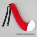 Handmade red and white plush fox tail with adjustable black belt for cosplay costume - One Size / Meow Fox Tail - Red & White