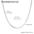 Double-layer silver titanium steel necklace with heart zircon pendant in 37+8cm length - Silver Herringbone Snake Chain (37+8cm)