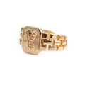 Adjustable gold plated letter Y ring with pink zircon stones and link band design - Adjustable Open / Letter Y