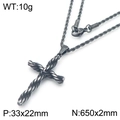 Ciondolo a croce vintage ritorto in argento antico con dettagli di dimensioni e peso - Nero Antico-Piccolo (KN290277-KC)