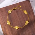 Elegante pulsera dorada con cinco colgantes cepillados y cierre de cadena ajustable - Pulsera de Calabaza