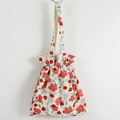 Sac fourre-tout en toile à cordon avec motifs floraux rouges et violets imprimés - 34*38cm / Petite Fleur Rose Violette