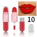 Matte 2-in-1 capsule lippenstift en vloeibare lipgloss in felle rode kleur nummer 10 - Kleur 10