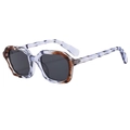 Gafas de sol retro con montura cuadrada ondulada en diseño azul carey y lentes grises - Montura té púrpura transparente lentes gris negro