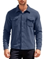Men's heavy fleece-lined outdoor work jacket in deep blue color with flap pockets - S / Navy Blue
